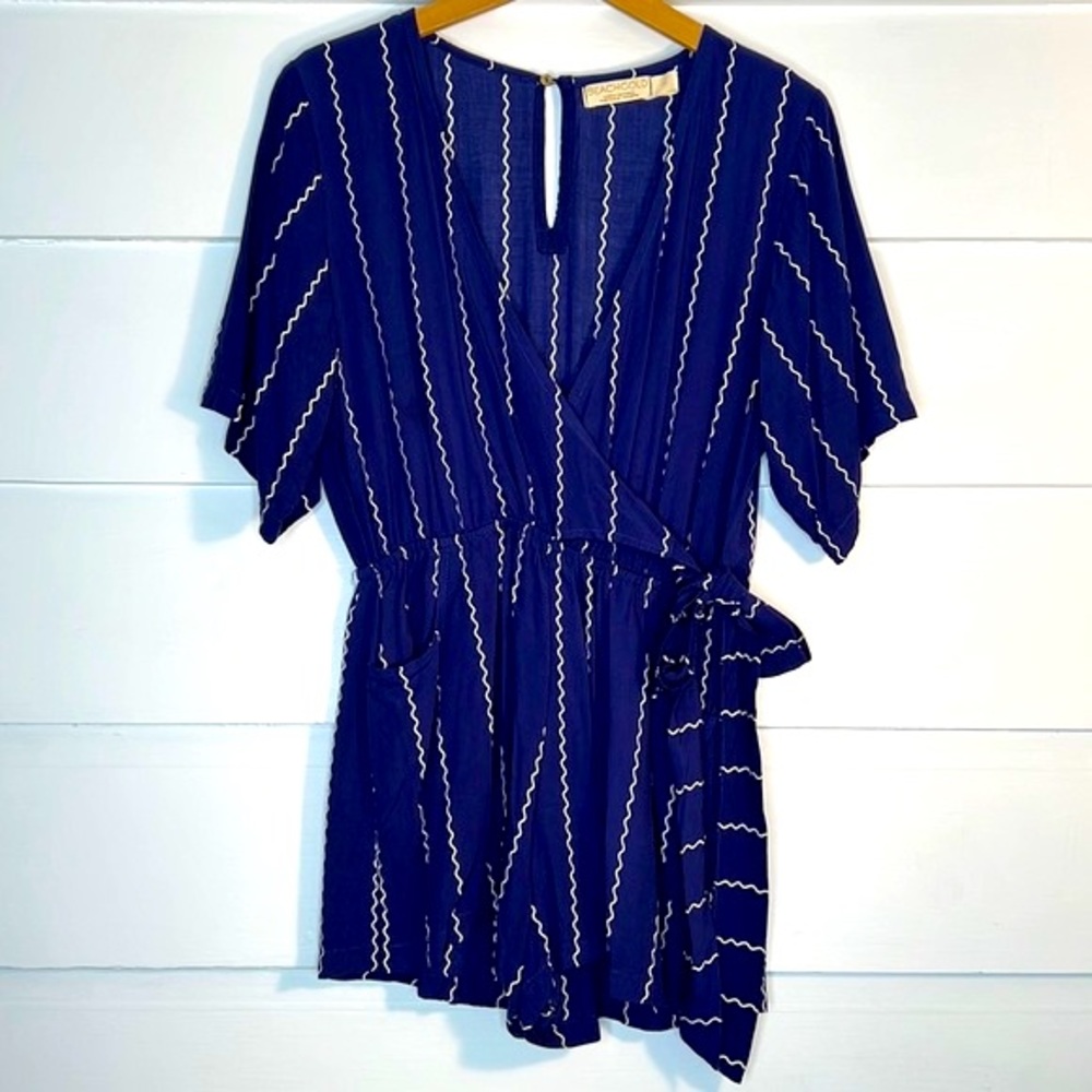 BEACHGOLD Navy and White Striped Romper